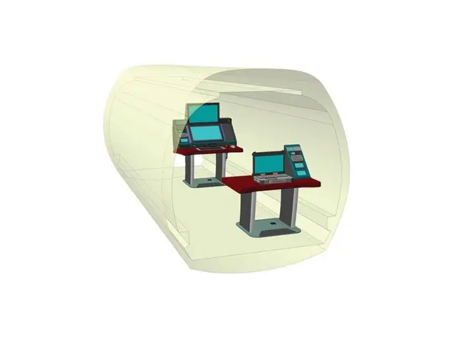 Cabin layout render with two AeroIntel operator stations in the fuselage