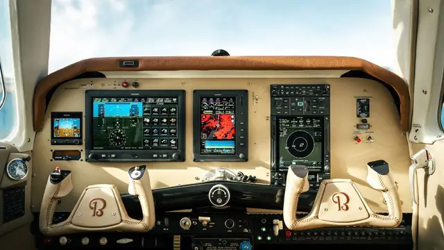 Finished Garmin glass panel in a Beechcraft Bonanza cockpit