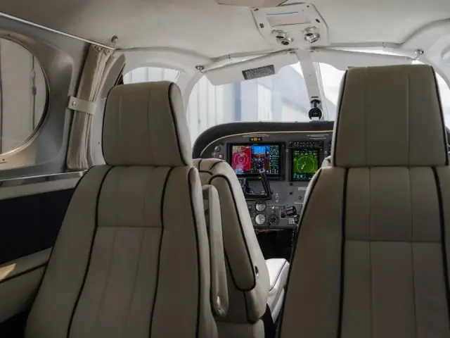 Cessna 340A cockpit and cabin