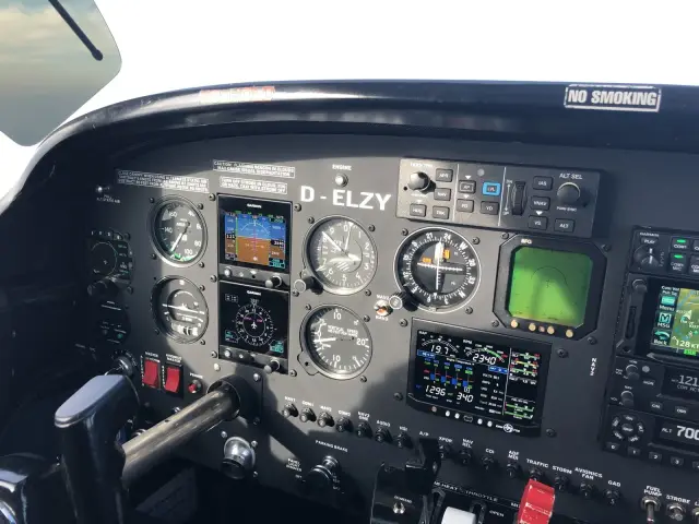 New avionics panel seen from the pilot seat