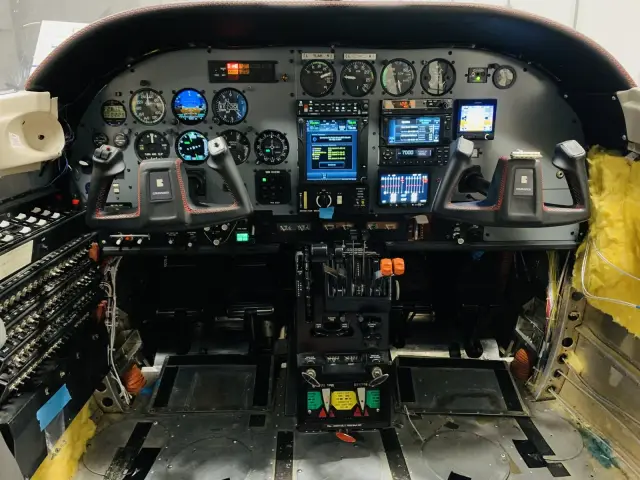 Crusader cockpit with the new panel