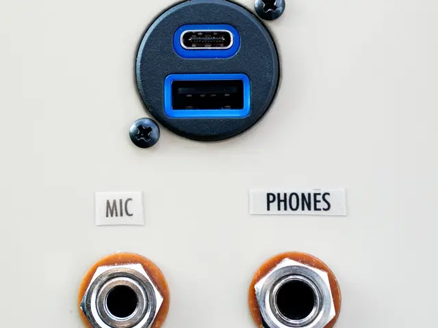 USB-C and USB-A charging port with two headset jacks on a cream panel