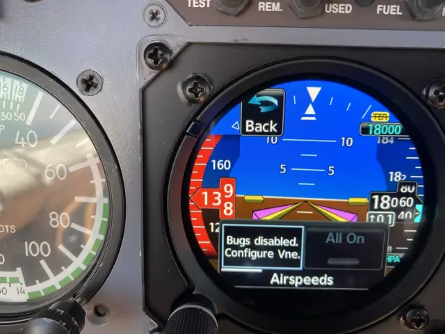 GI 275 attitude indicator close-up