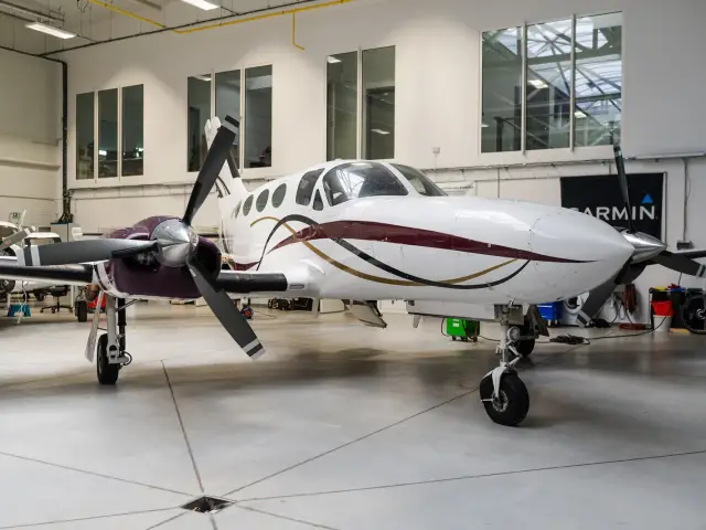 Cessna 421 Golden Eagle on the hangar floor