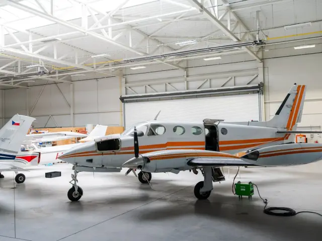 Cessna 340A in the hangar