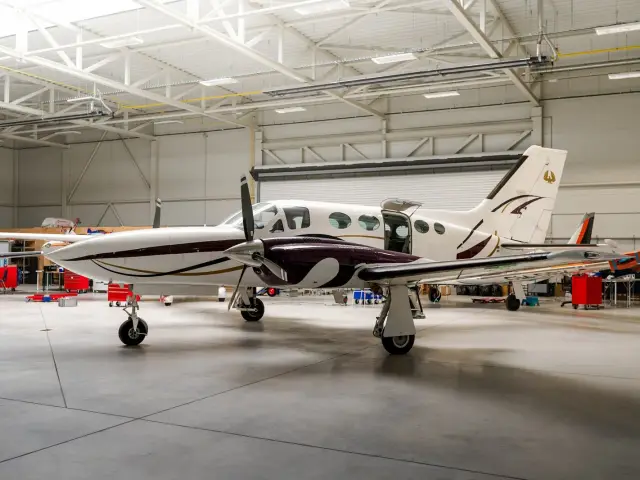 Cessna 421 Golden Eagle in the hangar
