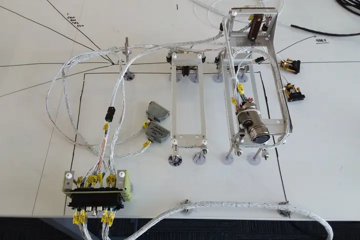 Wiring harness on a continuity test fixture