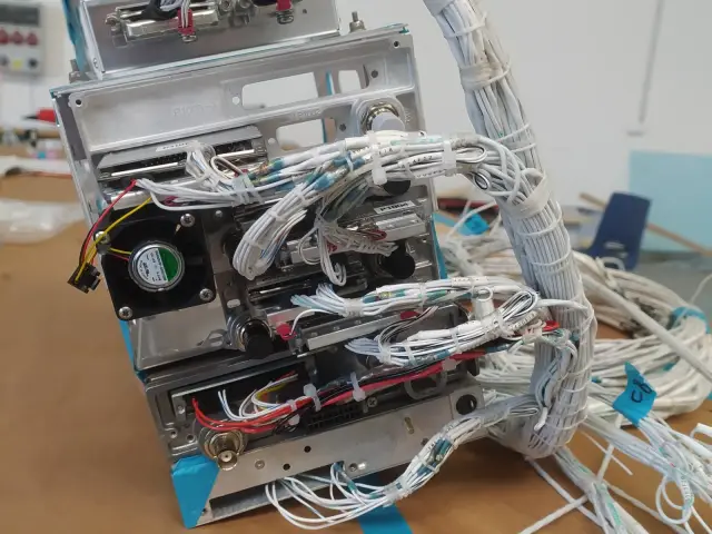 Avionics rack with the wiring harness