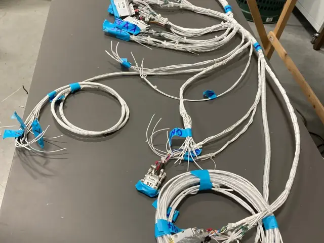 Wiring harness laid out on the workshop table