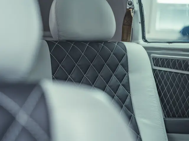 Black and grey quilted leather seat in a Mooney cabin