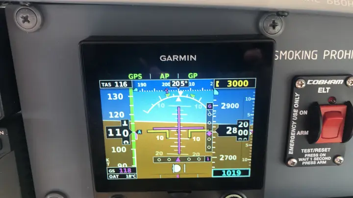 Garmin flight display installed in an aircraft panel