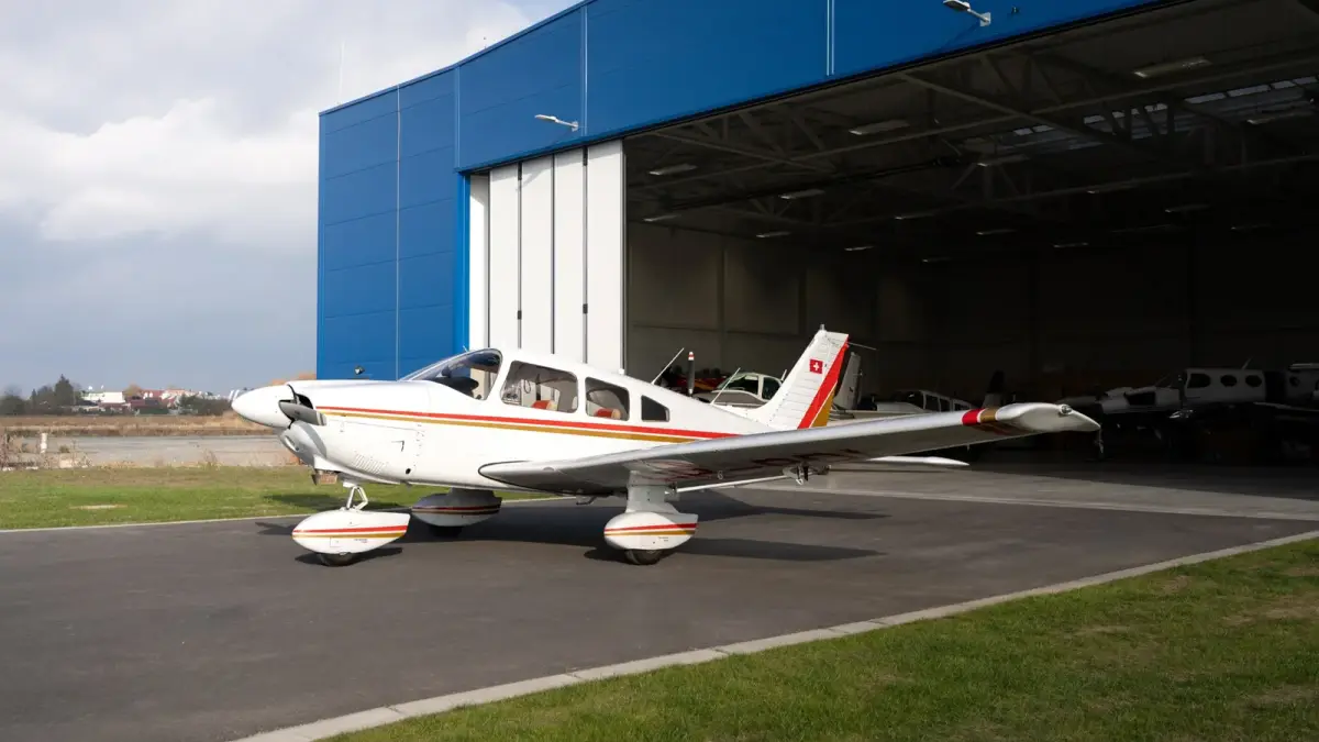 Piper PA-28-181 outside the hangar after the Garmin upgrade