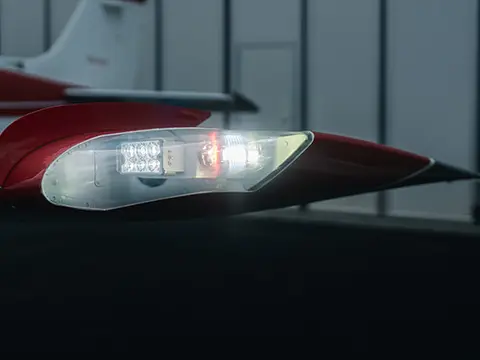 LED landing light on an aircraft wing