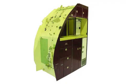 Galley unit with dark compartment doors