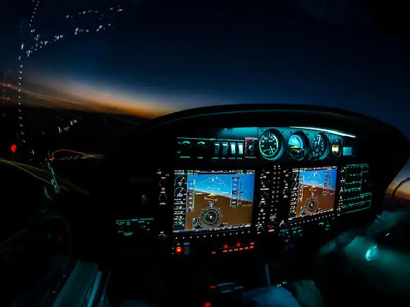 Lit avionics panel produced for night operation