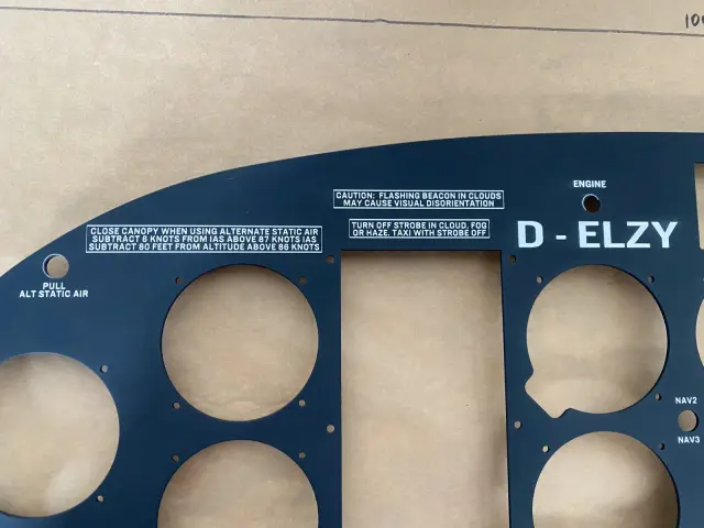 Custom panel plate cut and finished in our workshop