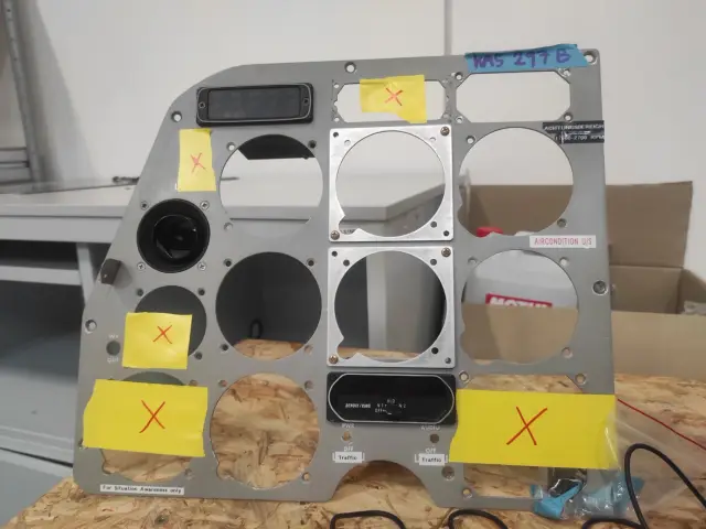 New aluminium instrument panel with the cut-outs for the Garmin units