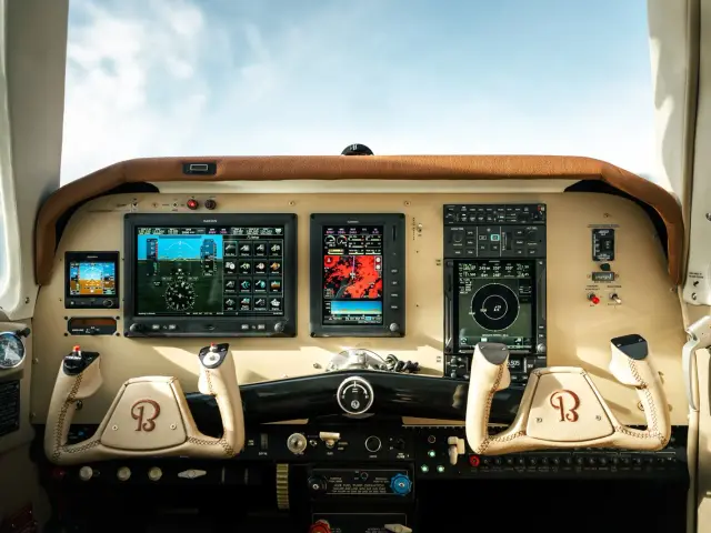 Finished Bonanza instrument panel with Garmin G3X displays and GTN 750Xi