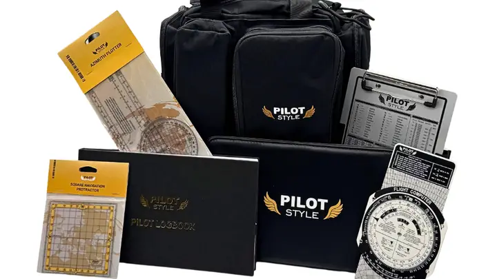 PilotStyle flight bag, logbook, kneeboard, plotter and flight computer