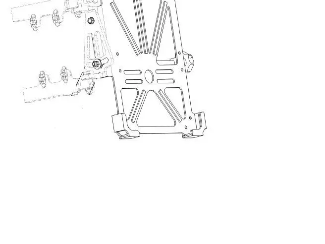 Technical drawing of a tablet holder frame with locking mechanism